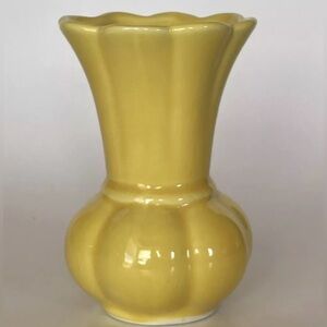 Elegant Yellow USA Mid Century Modern Vase w Embossed Flower Design